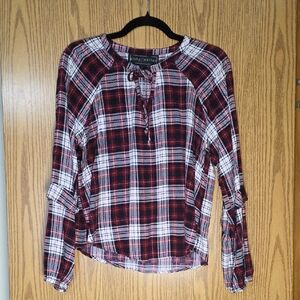 Polly & Esther Red and White Plaid Blouse